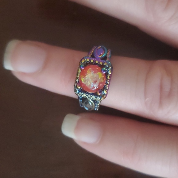 *Sale* New Fire Red Opal Rainbow Hematite Ring. - Picture 4 of 6